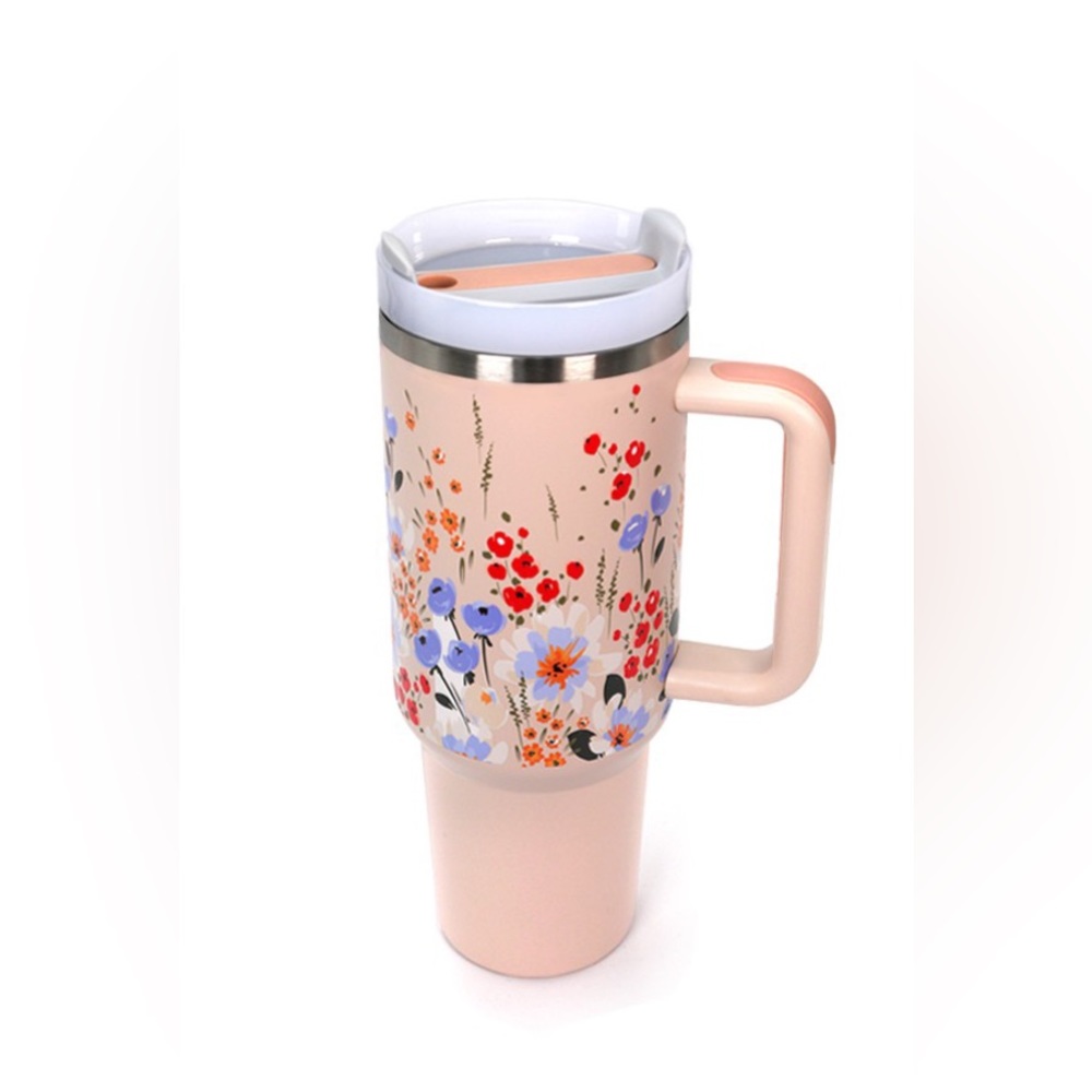40 oz Stainless Steel Pink Flower Tumbler